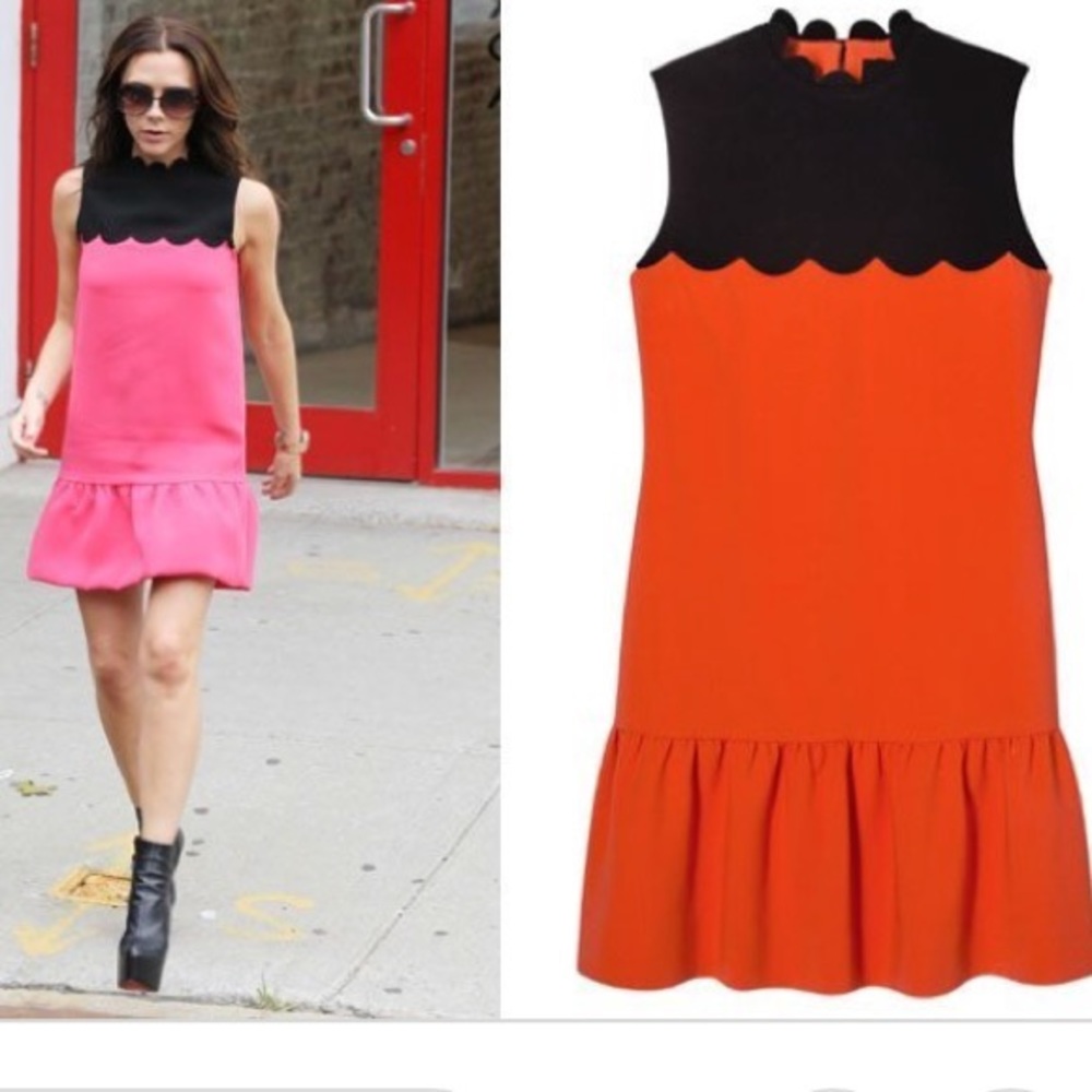 Victoria Beckham Scalloped Two Tone Dress